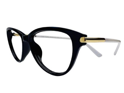 cat-eye styling with modern gold-tone accents.