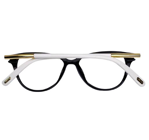 cat-eye styling with modern gold-tone accents.