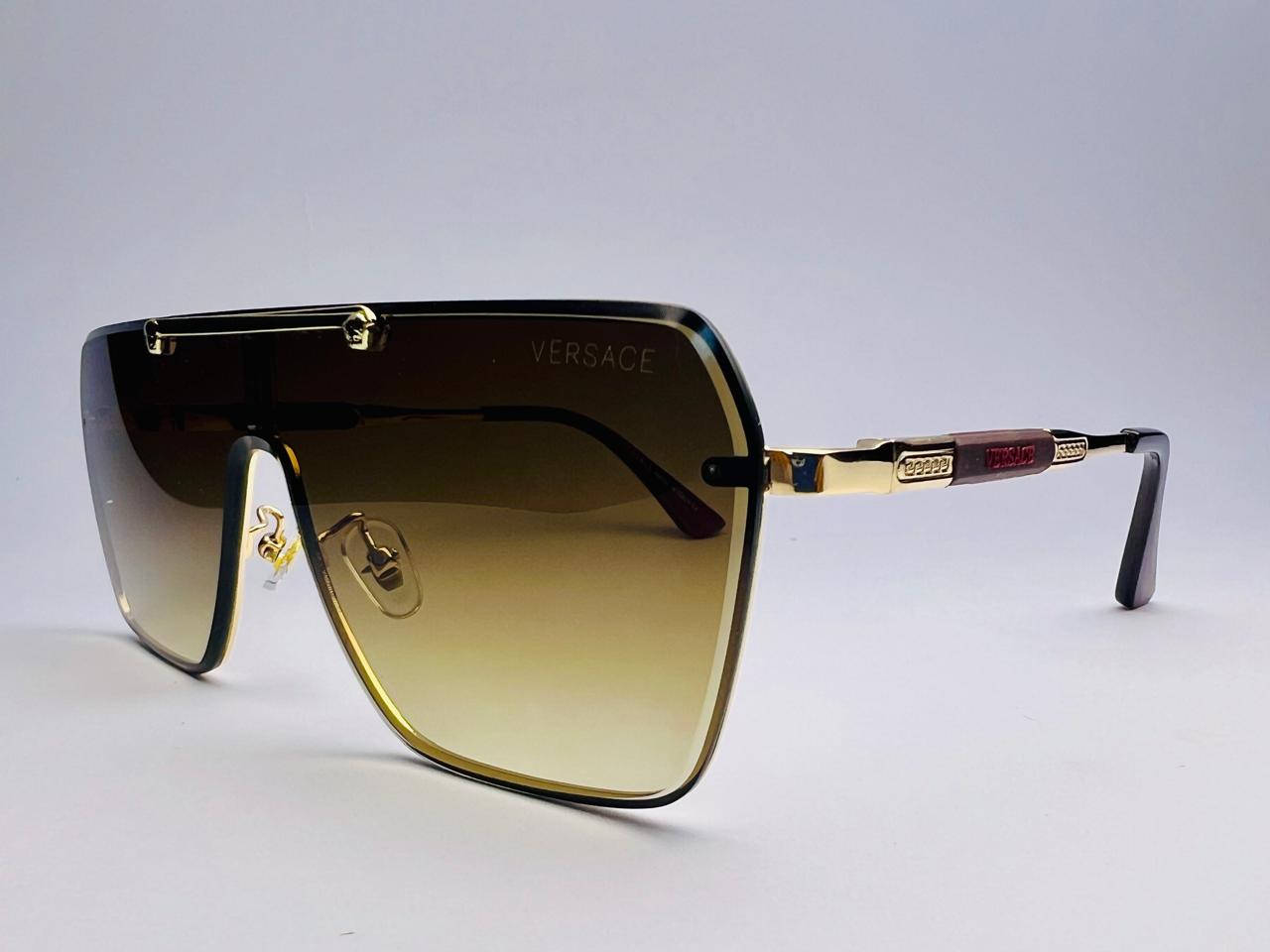 Versace VE2249 Luxury Shield Sunglasses – Brown Gradient