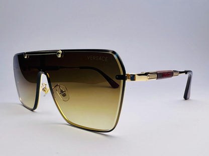 Versace VE2249 Luxury Shield Sunglasses – Brown Gradient