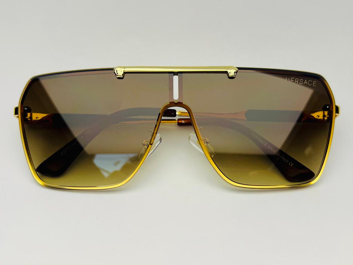 Versace VE2249 Luxury Shield Sunglasses – Brown Gradient