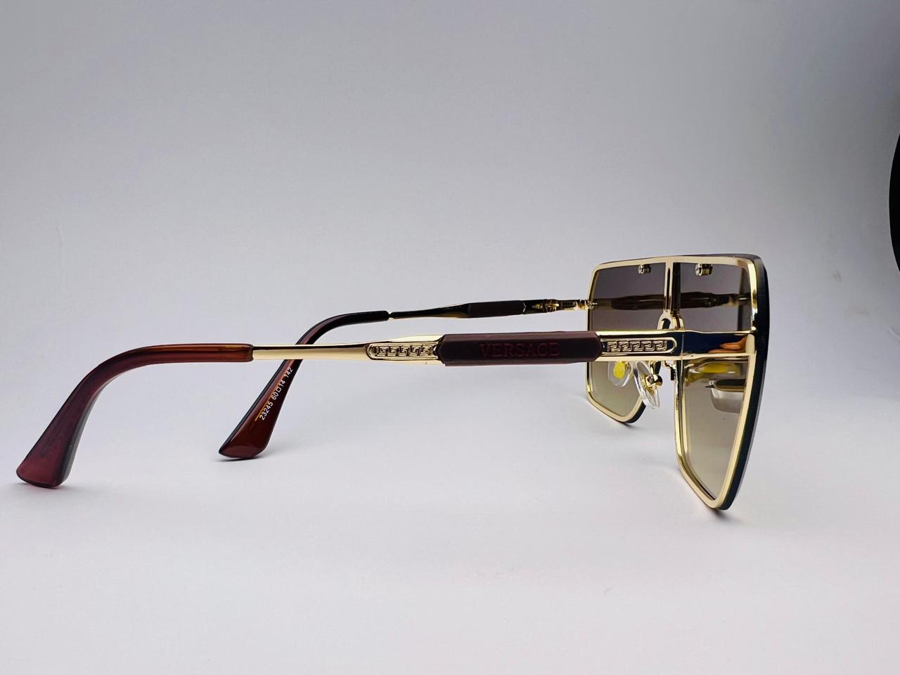 Versace VE2249 Luxury Shield Sunglasses – Brown Gradient